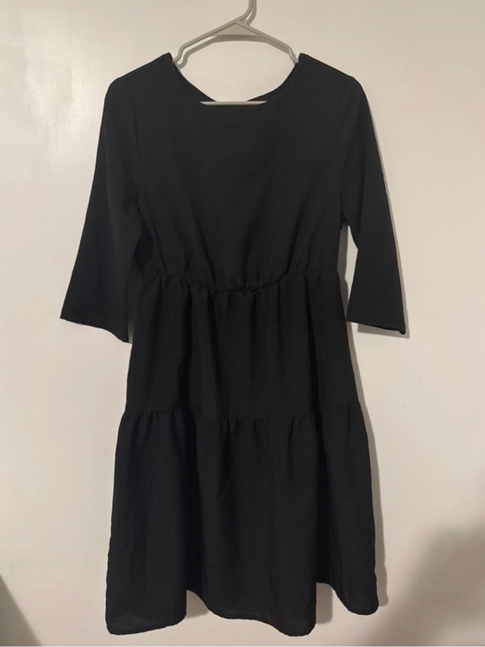 SHEIN Black Tiered Long-Sleeve Women's Dress